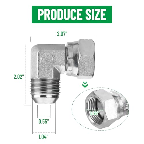 Image of 5 Pack 90 Degree Elbow JIC 37 Hydraulic Fittings: 3 /4 inch JIC Male x 3 /4 inch JIC Female, with Protection Cover Hydraulic Hose Swivel Crimp Fittings | 5 Pack Carbon Steel Hydraulic Hose Swivel Crimp Adapters with Protective Cover for Hydraulic Assembly System - 6500-12-12