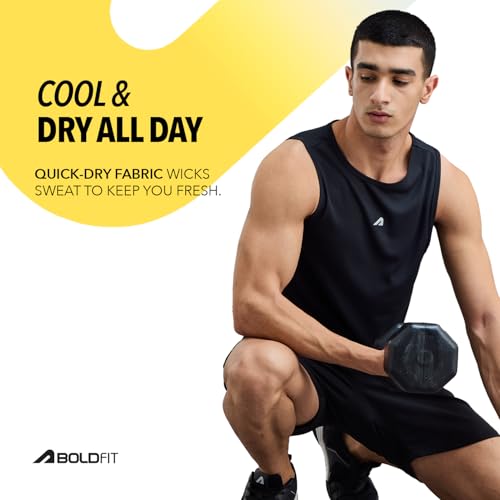 Image of Boldfit Men's Polyester Regular Fit Vest - Multipurpose Sando for Gym, Running, Outdoor - Sleeveless Undershirt, Round Neck Baniyan - Quick Drying, Breathable