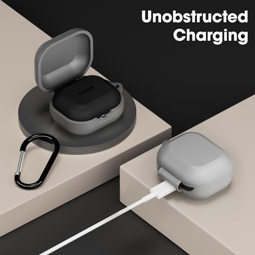 Image of Sounce Silicone Case Cover for Noise Buds N1, Portable Non-Slip Grip & Scratch-Resistant Protector with Carabiner Clip Full Protection Water Resistant, Shockproof Cover - Grey