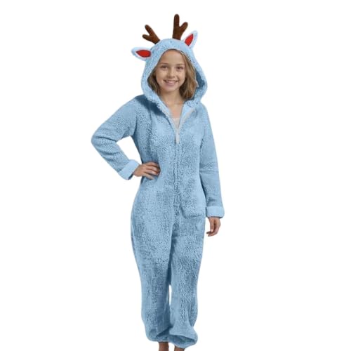 Toddler Kids Animal Onesie Christmas Fleece Hooded Zip One Piece Jumpsuit - image 4