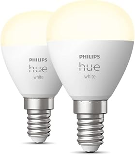 Philips Hue New White Smart Light Bulb Lustre 2 Pack [E14 Small Edison Screw] with Bluetooth. Works with Alexa, Google Assistant and Apple Homekit