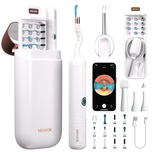 Ear Wax Removal Tool Camera, Smart WiFi Ear Cleaner with Camera, HD Visual Otoscope, Safe Silicone Flexible Scoops & Tweezers Sets Tools for Adults & Kids