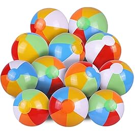 SYZ 12″ Beach Balls Bulk – Inflatable Swimming Pool Toys for Kids Birthday Party Supplies Favors Luau Decorations – Blow Up Classic Rainbow Color Beachball Summer Water Games Fun Gifts (12 Pack)