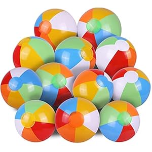 SYZ 12" Beach Balls Bulk - Inflatable Swimming Pool Toys for Kids Birthday Party Supplies Favors Luau Decorations - Blow Up Classic Rainbow Color Beachball Summer Water Games Fun Gifts (12 Pack) SYZ 12 Beach Balls Bulk Inflatable Swimming Pool Toys for Kids Birthday Party Supplies Favors Luau Decorations Blow Up Classic Rainbow Color Beachball Summer Water Games Fun Gifts 12 Pack