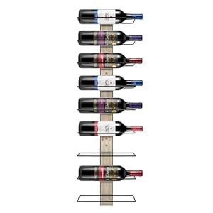 Sorbus Wall Mounted Wine Rack – Wood Wine Rack Wall Mounted for Bottles, Liquor, Champagne – Black Metal Wine Bottle Holder for Home Bar (Set of 3)