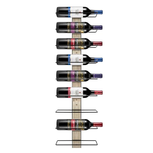 Sorbus Wall Mounted Wine Rack – Wood Wine Rack Wall Mounted for Bottles, Liquor, Champagne – Black Metal Wine Bottle Holder for Home Bar (Set of 3)