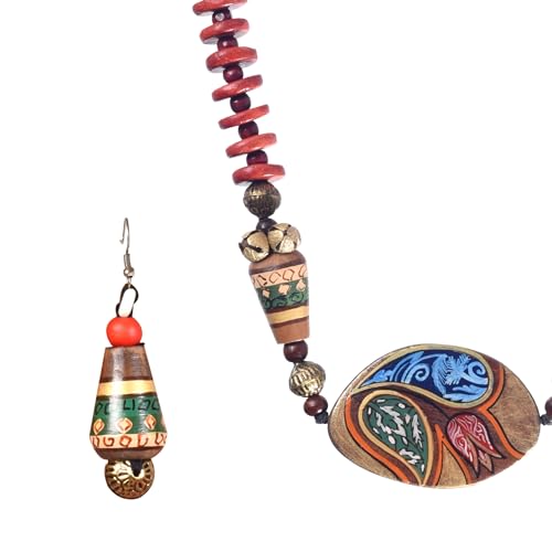 Image of AAKRITI ART CREATIONS Handcrafted Women's Jewelry Set - Ethnic Necklace and Earrings, Fashion Accessories for Special Occasions & Celebrations