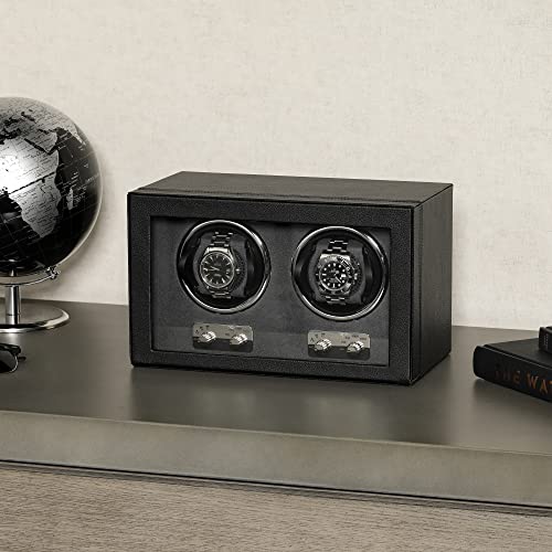 ROTHWELL Double Watch Winder for Automatic Watches with Quiet Motor with Multiple Speeds and Rotation Settings (Black/Grey) - Thumbnail 3