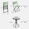 Best Choice Products 3-Piece Patio Bistro Dining Furniture Set w/Textured Glass Tabletop, 2 Steel Folding Chairs, Polyester Fabric - Sage #1