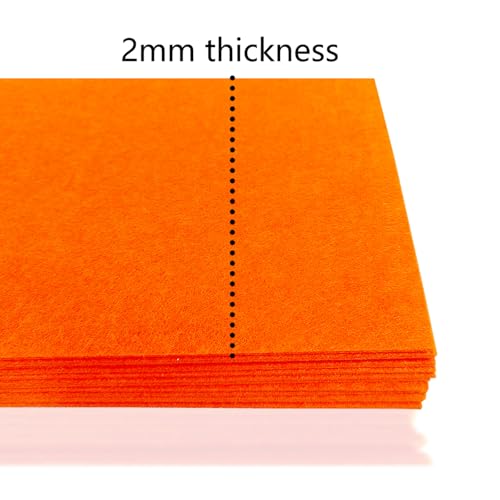 Image of Jtnohx Stiff Felt, 2mm Thick Felt Sheets for Crafts, 8 inchx12 inch Hard Felt Fabric Squares 8Pcs for DIY Projects (Orange)