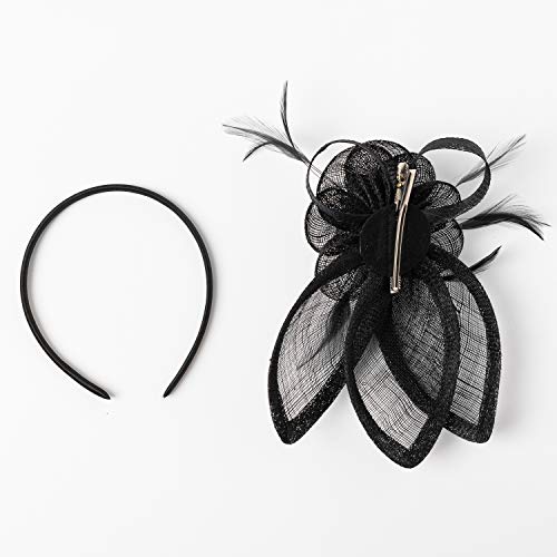 C.garopl Accessories Fascinators Hats Women Vintage Wedding Fashion Headband Clip Church Cocktail Dresses Headwear Tea Party (Black-01) #TOP6