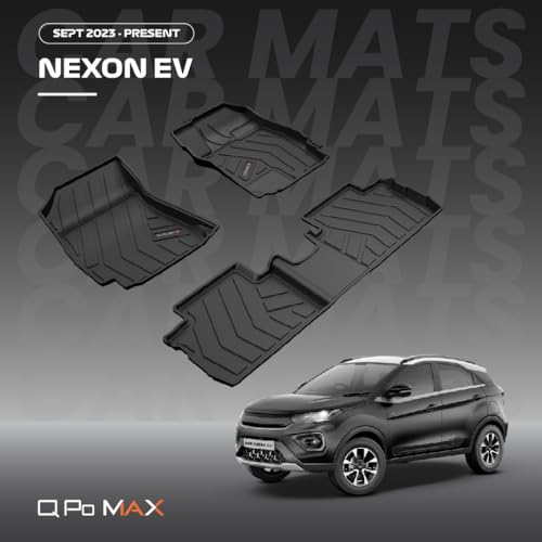 Image of Q Po Nexon EV (MAX) Sept 2023 - Present | ECO TPE Car Floor Mat | Anti Slip All Weather Mats for Nexon EV (Black)
