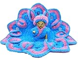 Pink & Blue Designer Winter Cloth for Lord Krishan Ladu Laddu Gopal Kanaiya Bal Krishna Woolen Dress Poshak Vastra for Little Metal Idol Statue for Decoration (Size:- 8' Diameter) (Medium)