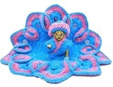 Pink & Blue Designer Winter Cloth for Lord Krishan Ladu Laddu Gopal Kanaiya Bal Krishna Woolen Dress Poshak Vastra for Little Metal Idol Statue for Decoration (Size:- 5' Diameter) (Samll)