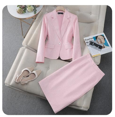 Women's Elegant Office Skirt Suit Set Long Sleeve Blazer and Knee Length Skirt Classic 2 Piece Formal Outfits2