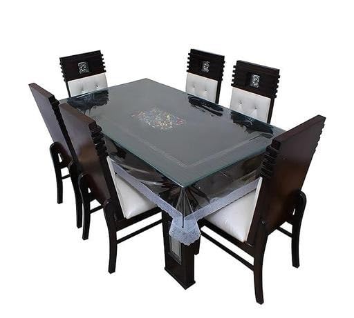 Durable PVC Dining Table Cover – 6 Seater Rectangular (54x78 Inch) | Transparent with Silver Lace Border, Waterproof Dining Table Cover_080_Sliver-image-16