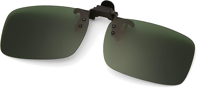 Long Keeper Polarised Clip On Sunglasses Over Prescription Glasses Unisex Rimless Rectangle Clip on Flip Up Sunglasses for Driving Fishing Sports Outdoor