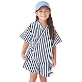 [ever closet] エバークローゼット甚平 キッズ 子供 子供服 キッズ服 女の子 男の子 夏 夏服 夏物 半袖 部屋着 お祭り 夏祭り 花火大会 浴衣 和服 和装 ストライプ 90