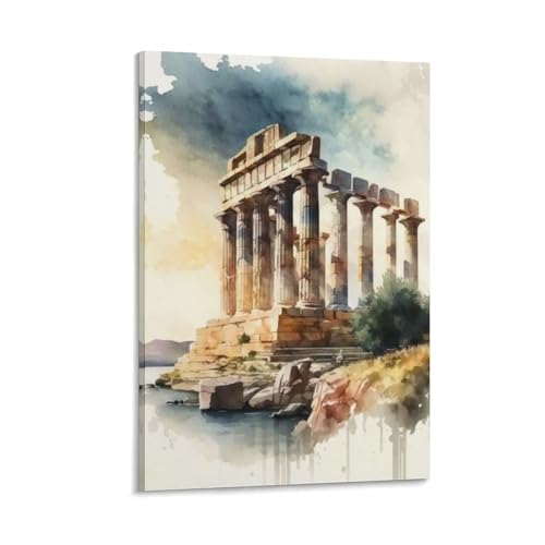 Tableau sur toile temple de Poséidon déco salon 30x45cm