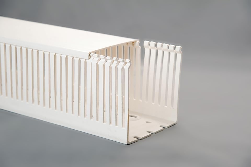 4x4-Inch High Density Open Slot Wiring Cable Management Raceway Duct with Cover, 2 Meter - White