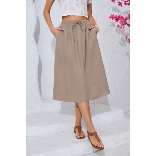 Image of Witsmile Women's Summer Pleated High Waisted Casual Flowy Skirt Pockets