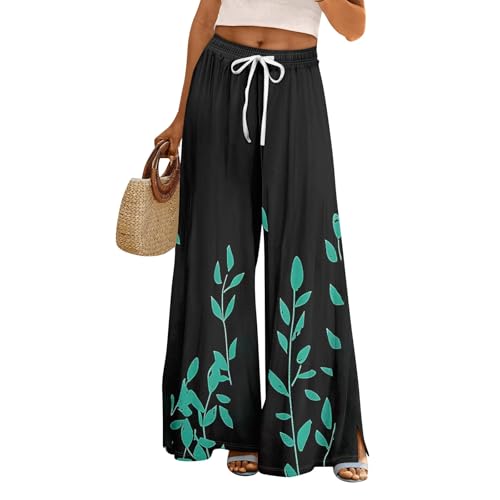 Kenvina Wide Leg Pants Women 2026 Summer Floral Print Boho Palazzo Pants Casual Flowy High Waist Lounge Trousers with Pockets