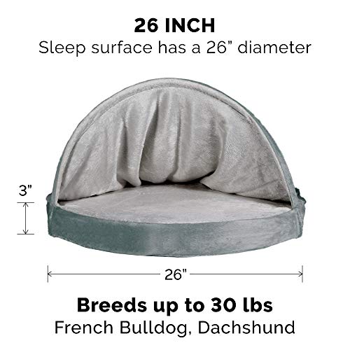 Furhaven 26" Round Orthopedic Dog Bed Microvelvet Snuggery W/ Removable Washable Cover - Silver, 26-Inch #TOP1