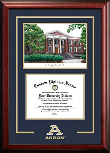 Campus Images OH983SG University of Akron Zips Spirit Graduate Diploma Frame with Lithograph Print, 8.5\" x 11\"