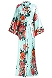 geisha kimono jacket Maxi-Lang Stil Damen Kimono Bademantel: bis Knöchel, entspannt und angenehm. Vier optionale Farben: Hellblau, Pink, Weinrot, Weiß und so weiter.