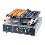 CPVKRY Commercial Waffle Skewer Maker, 120V 3-Grid Nonstick Electric Bubble Waffle Ball Machine, Double-heating Stainless Steel Bubble Waffle Stick Machine for Restaurant, Snack Bar, Street Stall