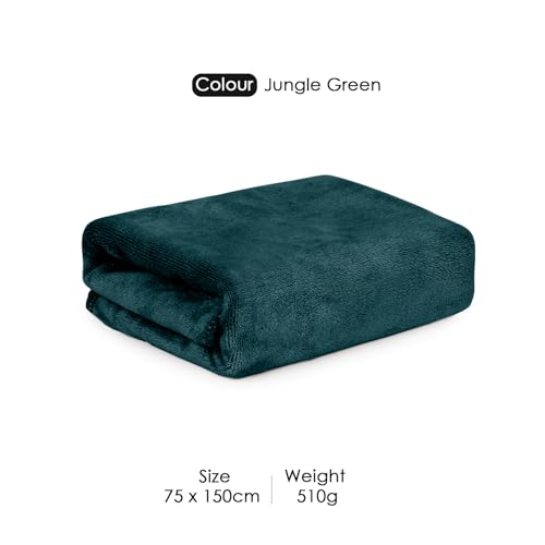 Image of HOUSSE Premium Microfiber Bath Towel - Extra Large 75x150cm Quick Dry Towels for Women Men & Kids | Super Soft Plush 550 GSM | Ultra Absorbent for Home Swimming Sports & Travel (Jungle Green)