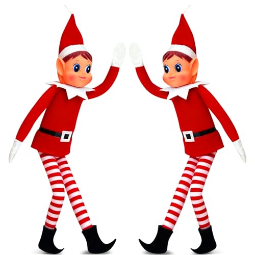 Auirshiky 2 Pezzi Elfi di Natale Pupazzi, Naughty Girl And Boy Elves, Elfie Pupazzo con Corpo Morbido e Viso in Vinile