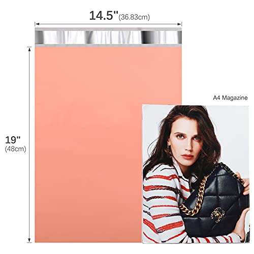 Image of Metronic Poly Mailers Bags Large Shipping Bags 14.5x19 100 Pcs Peach Pink | Waterproof Shipping Envelopes for Clothes Mailers Poly Bags Self Seal Plastic Mailing Packagine Bags for Small Business