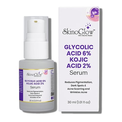 Image of Glycolic Acid 6% & Kojic Acid 2% Face Serum | Brightening & Even Skin Tone Serum | Helps Reduce Appearance of Dark Spots, Pigmentation & Dull Skin | 30 ml