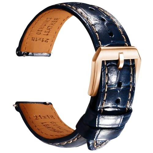 Bracelet montre cuir bleu 22mm à dégagement rapide pour changer de style