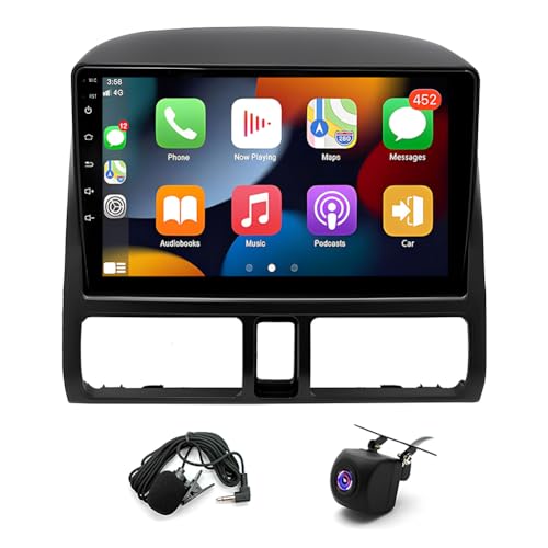 Slakerbe Android 15 Car Stereo for Honda CRV 2001-2006, 4G+64G 9" Double Din Car Radio Upgrade Head Unit with Wireless Carplay Android Auto GPS WiFi SWC FM USB Mic Backup Camera