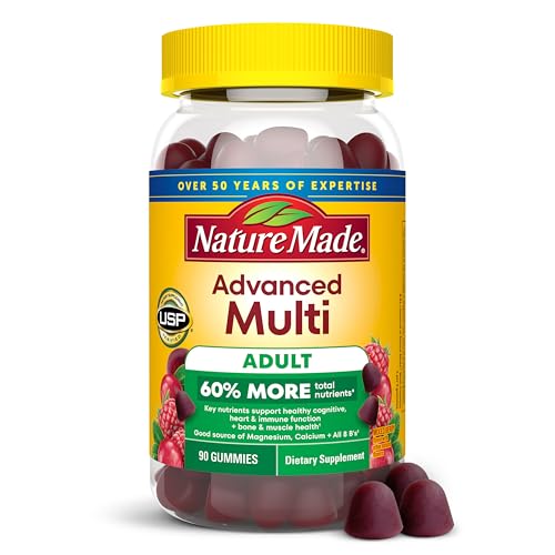 Nature Made Advanced Multivitamin Gummies for Adults, Women's and Men's Multivitamin Gummies with Magnesium Citrate, Calcium & B Vitamins, Daily Support, 90 Gummies, 30 Day Supply