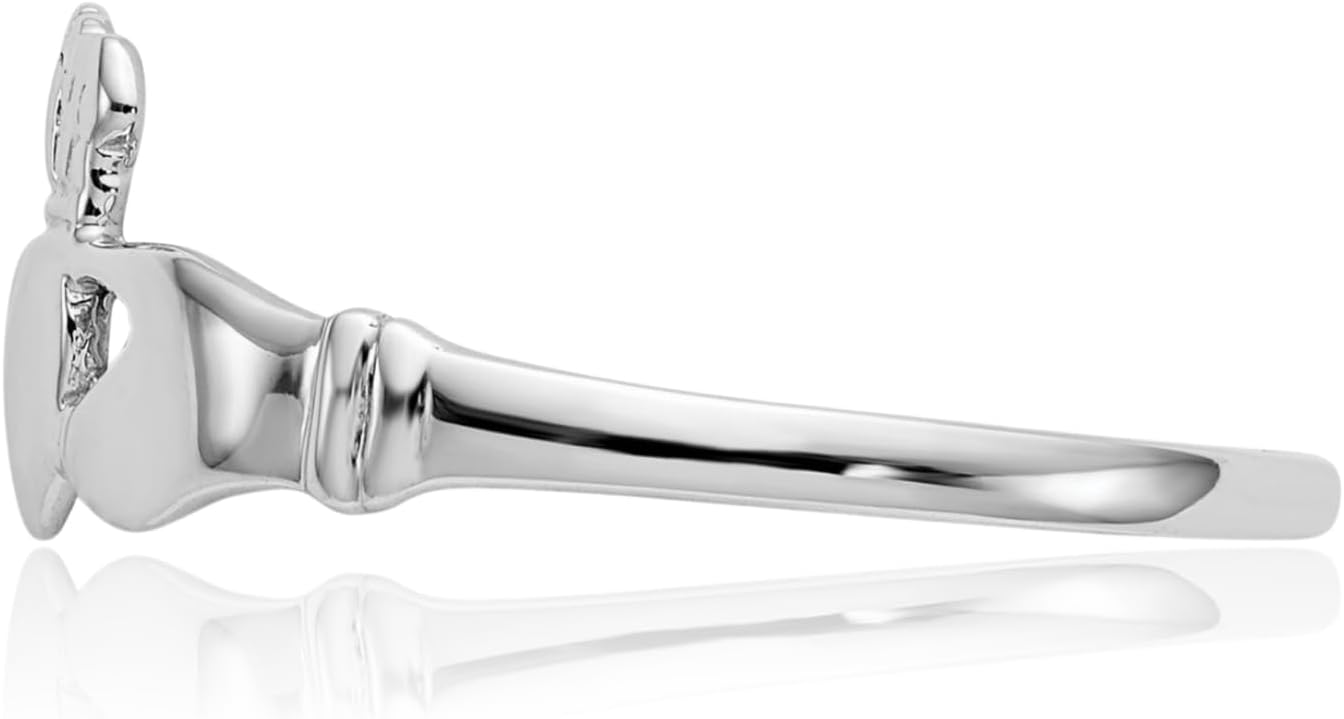 IceCarats 14K Solid White Gold 6mm Heart Celtic Claddagh Band Ring Polished