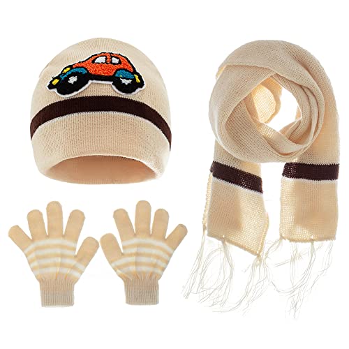 Bufanda y Guantes Punto para Niños, Conjunto de Tres Piezas Gorro, Traje Gorro de Invierno...