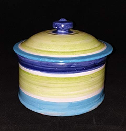 Generico Biscottiera in Ceramica di Vietri Dipinta a Mano, Diametro cm 19, Altezza cm 15, Barattolo con Coperchio per Arredo Tavola Cucina, Idea Bomboniera, Made in Italy