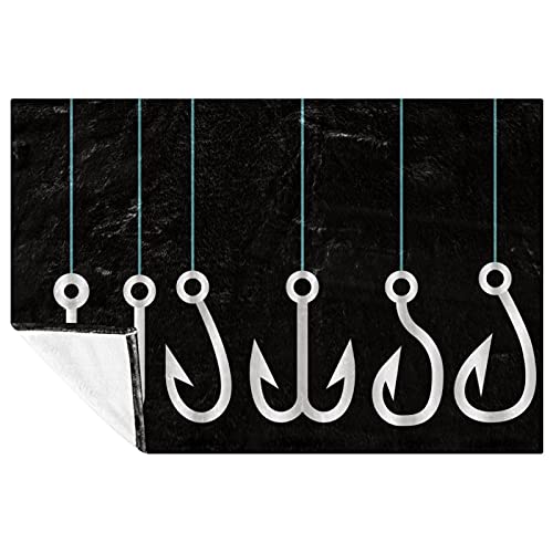 Couverture motif hameçon plaid chaud noir et blanc pour le canapé