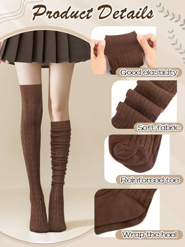 Jansun 5 Pairs Women Cotton Knit Boot Socks - Thigh High & Knee High Socks - Free Size Gifts3