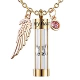 Cremation Urn Necklace for Ashes Time Hourglass Memory Jewelry Pendant Keepsake with Angel Wing and...