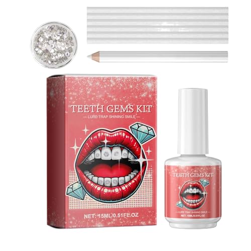 Kit de gemas de dientes - Diente de artificial con pegamento | de joyería de dientes extraíbles multicolor | Kit de decoración de joyas de dientes para adultos, mujeres, hombres