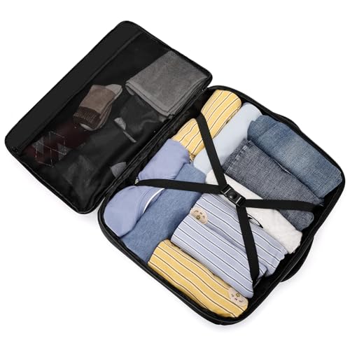 ENZOSUM Handgepäck 55x40x20 Handgepäck Rucksack 55x40x20 für Flugzeug 44L Groß Reiserucksack 17-Zoll-Laptop Rucksack für Herren Damen,Schwarz