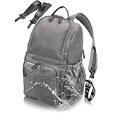 [アンコール] マザーズリュック 【現役ママのこだわり 美フォルムリュック】 収納のプロ監修 マザーズバッグ リュックサック ずれ防止バックル付 A4 軽量 チェストストラップ 背面ポケット 出産祝 (グレー)