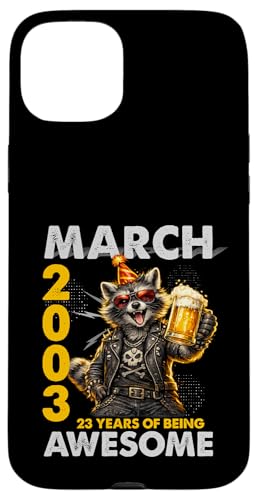23rd Birthday Raccoon Beer March 2003 Vintage 23 Years Old �X�}�z�P�[�X iPhone 15 Plus �p