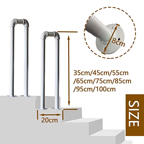 Rampe d'escalier blanche de 45cm pour marches en béton ou bois extérieur