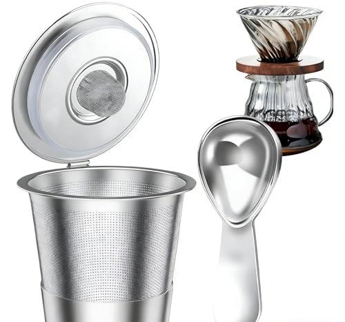 Filtro de café reutilizable portátil con cuchara medidora, colador universal para viajes, oficina, fiestas