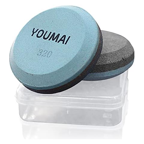 Axe Sharpening Stone, YOUMAI 180 and 320 Grit Hatchet Whetstone Multi-Purpose Blade Knife Sharpener for Your Axe, Machete, Garden tool, and More (with Reusable Box) Cover